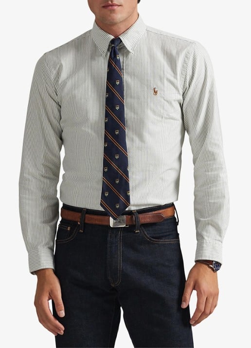Ralph Lauren Custom fit gestreept Oxford overhemd