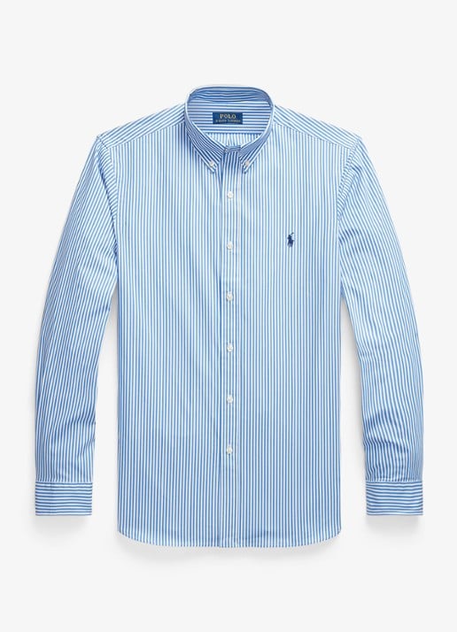 Ralph Lauren Custom fit gestreept poplin overhemd - voorkant 2 4655h light blue