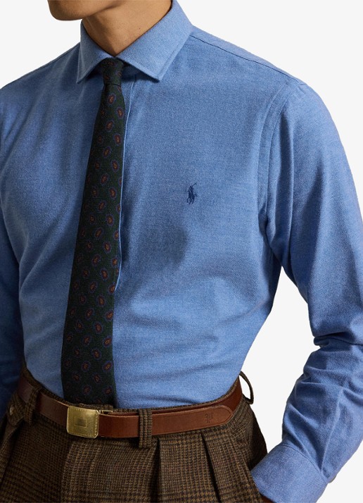 Ralph Lauren Custom fit keper performance overhemd met logo - detail 2 blue borage heather / blauw