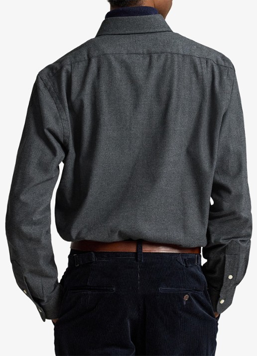 Ralph Lauren Custom fit keper performance overhemd met logo - achterkant 3 barclay heather / donkergrijs