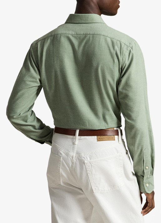 Ralph Lauren Custom fit keper performance overhemd - achterkant 5 fern green heather / groen