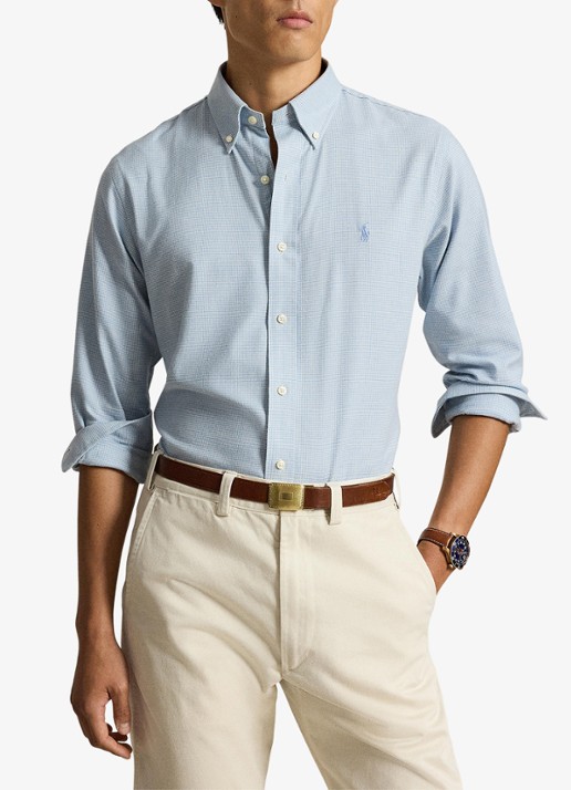 Ralph Lauren Custom fit keper performance overhemd - voorkant 4 lichtblauw