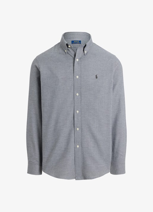 Ralph Lauren Custom fit keper performance overhemd - voorkant 3 lichtgrijs