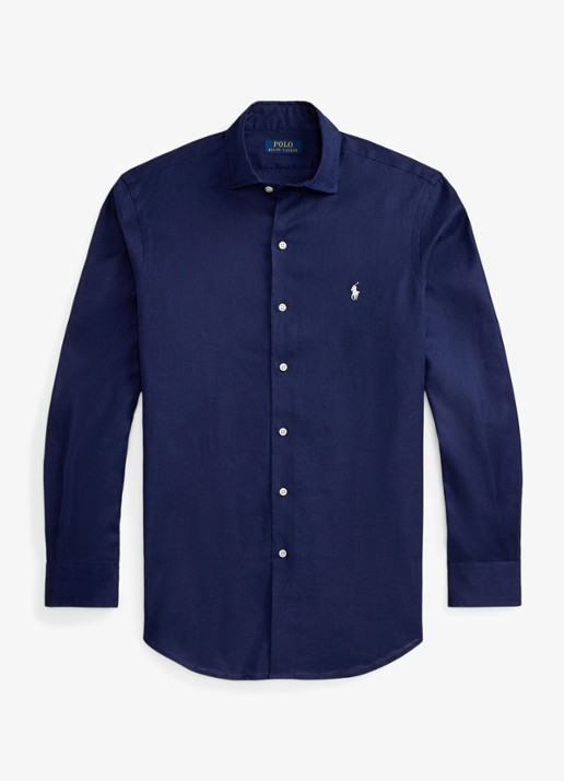 Ralph Lauren Custom fit overhemd in linnenblend met logo