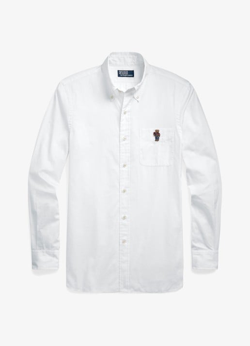 Ralph Lauren Custom fit overhemd met borduring - voorkant 3 wit