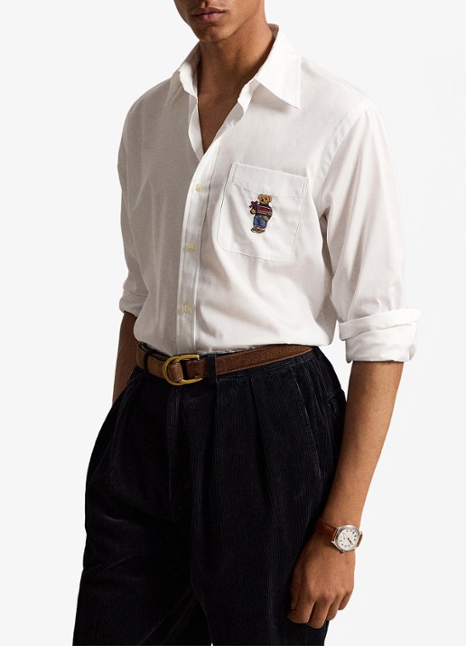 Ralph Lauren Custom fit overhemd met borduring - voorkant 4 wit