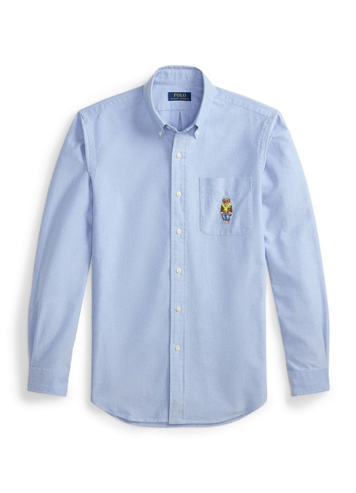 Ralph Lauren Custom fit overhemd met borduring - voorkant 2 blue heritage / blauw