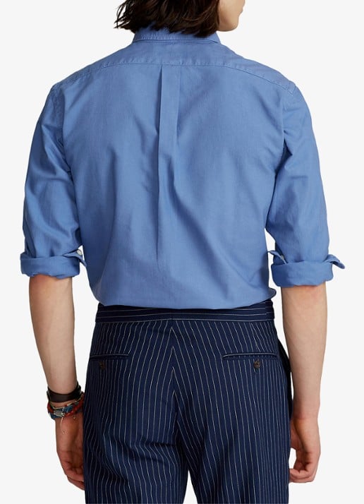 Ralph Lauren Custom fit overhemd met button-down kraag - achterkant bastille blue / blauw