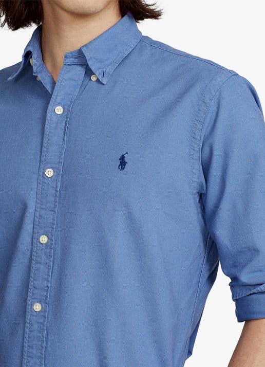 Ralph Lauren Custom fit overhemd met button-down kraag - detail 5 bastille blue / blauw