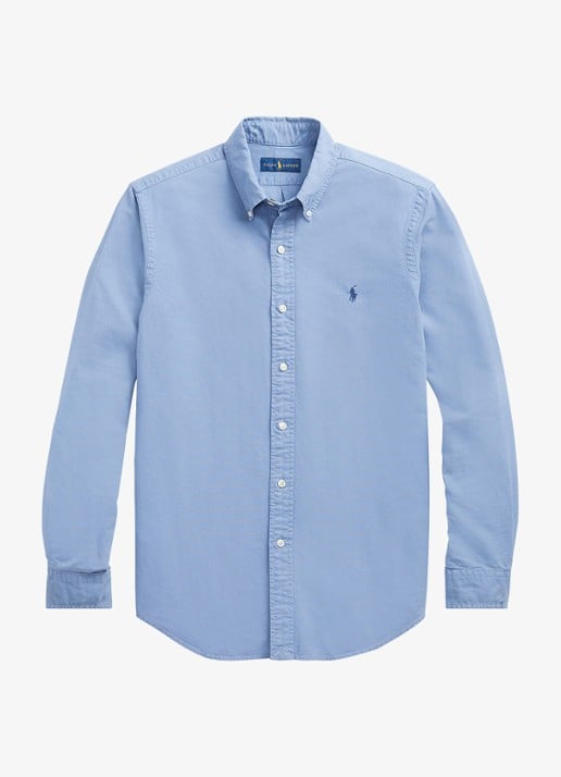 Ralph Lauren Custom fit overhemd met button-down kraag - voorkant 2 bastille blue / blauw