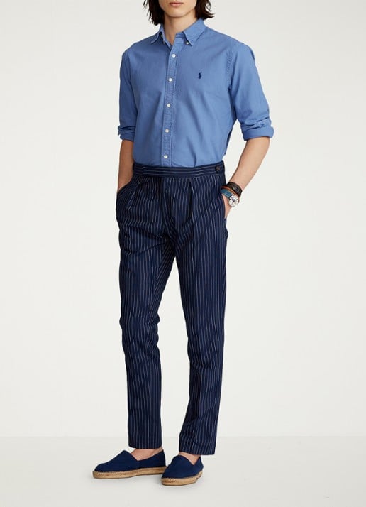 Ralph Lauren Custom fit overhemd met button-down kraag - voorkant 3 bastille blue / blauw