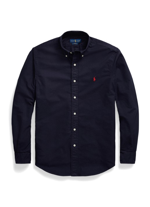 Ralph Lauren Custom fit overhemd met button-down kraag - voorkant 2 donkerblauw