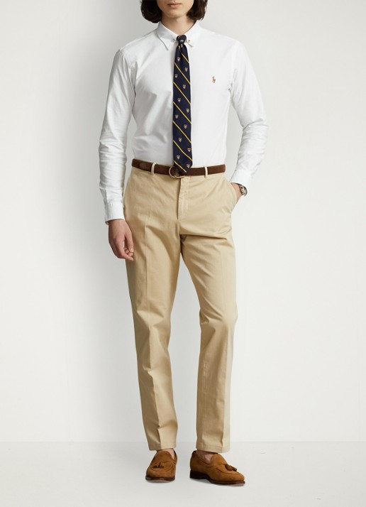Ralph Lauren Custom fit overhemd met logoborduring - voorkant 5 white / wit