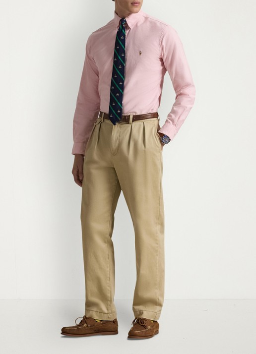 Ralph Lauren Custom fit overhemd met logoborduring - voorkant 5 pink / roze