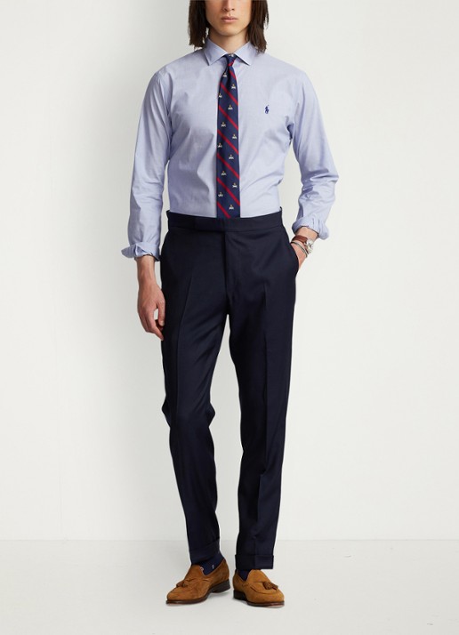Ralph Lauren Custom fit overhemd met logoborduring - voorkant 3 light blue / white