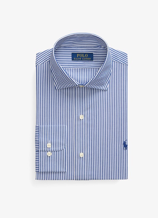 Ralph Lauren Custom fit overhemd met logoborduring - voorkant 2 royal / white