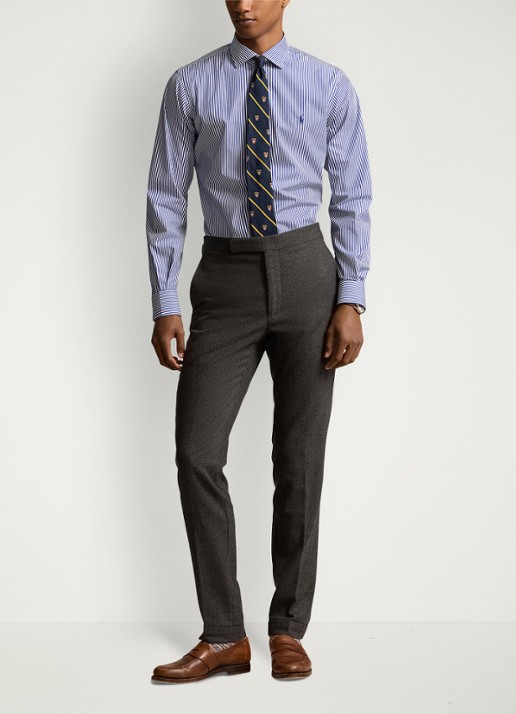 Ralph Lauren Custom fit overhemd met logoborduring - voorkant 3 royal / white