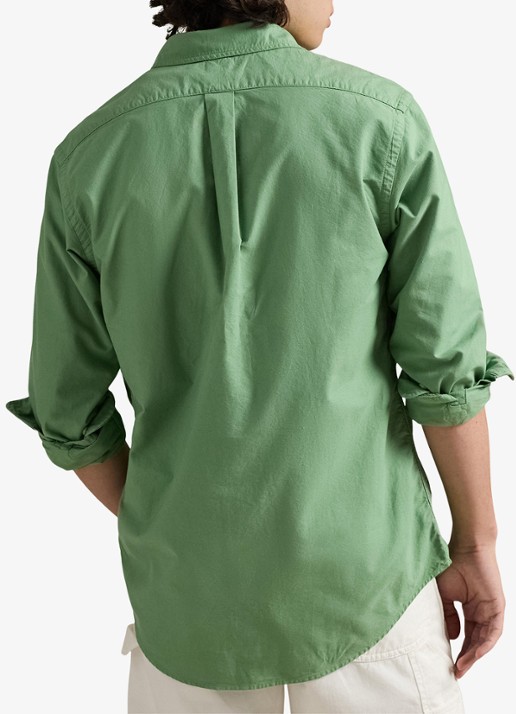 Ralph Lauren Custom fit overhemd met logoborduring - achterkant 5 outback green / groen