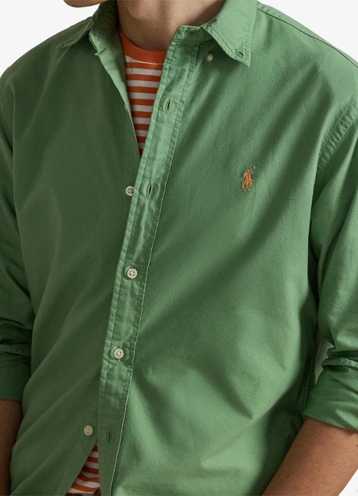 Ralph Lauren Custom fit overhemd met logoborduring - detail 4 outback green / groen