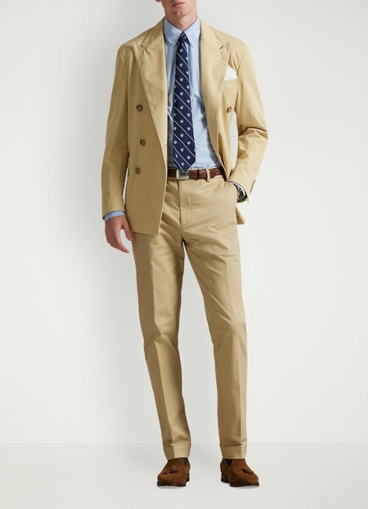 Ralph Lauren Custom fit overhemd met logoborduring - voorkant 3 cabana blue white / lichtblauw