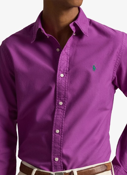 Ralph Lauren Custom fit overhemd met logoborduring - detail 5 purple dawn