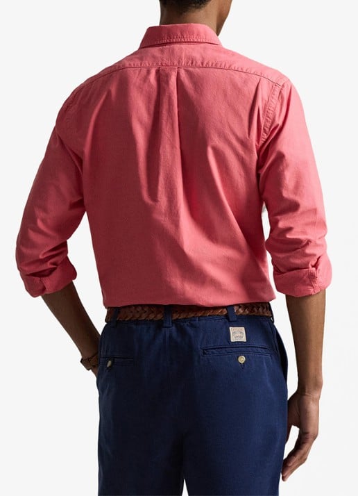 Ralph Lauren Custom fit overhemd met logoborduring - achterkant pale red