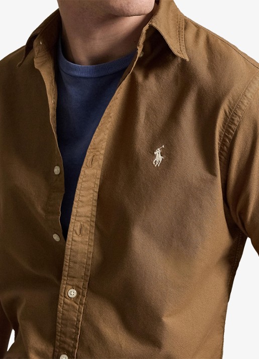 Ralph Lauren Custom fit overhemd met logoborduring - detail 3 rl brown
