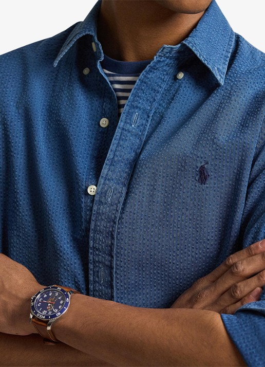 Ralph Lauren Custom fit overhemd met logoborduring - detail 4 dark indigo-2wee
