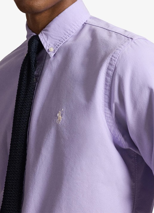 Ralph Lauren Custom fit overhemd met logoborduring - detail 2 powder purple-2ypd