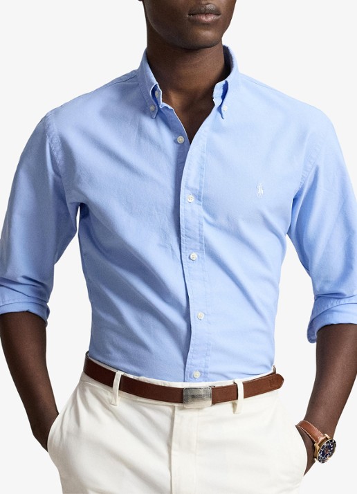 Ralph Lauren Custom fit overhemd met logoborduring - voorkant 5 austin blue white-zx2u