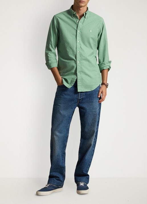 Ralph Lauren Custom fit overhemd met logoborduring
