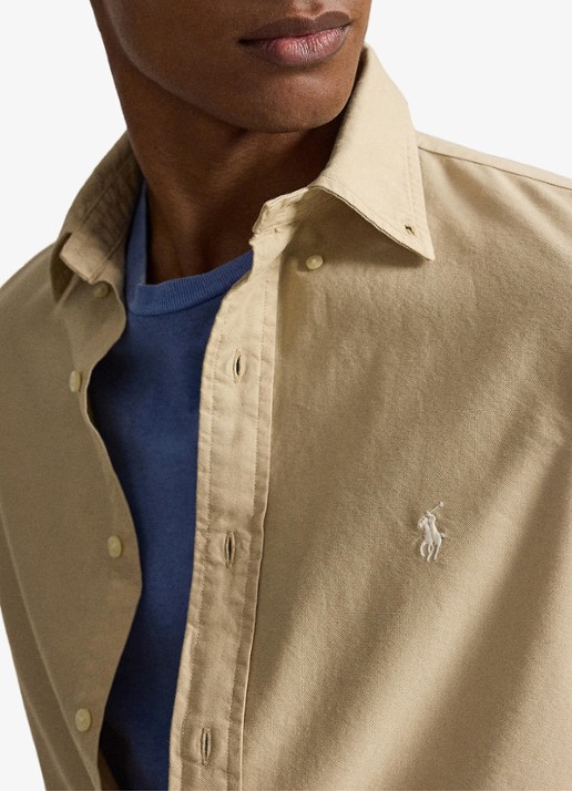 Ralph Lauren Custom fit overhemd met logoborduring - detail 2 dune tan-33g2