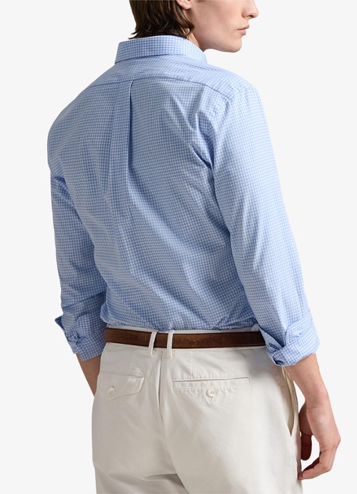 Ralph Lauren Custom fit overhemd met ruitdessin en logoborduring - achterkant 4 canvas blue/white / blauw