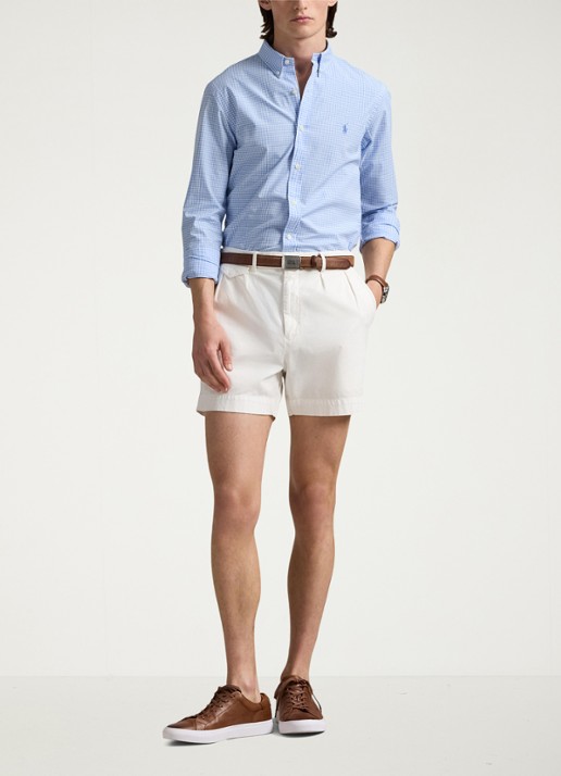 Ralph Lauren Custom fit overhemd met ruitdessin en logoborduring - voorkant 3 canvas blue/white / blauw
