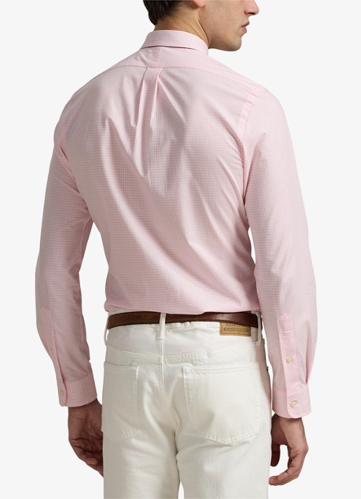 Ralph Lauren Custom fit overhemd met ruitdessin en logoborduring - achterkant 5 carmel pink/white / bruin