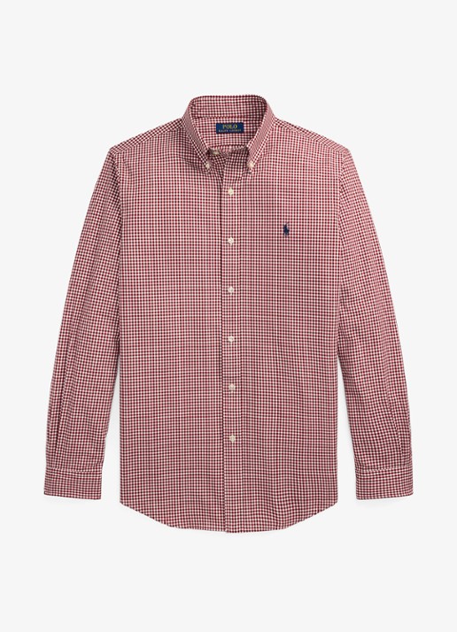 Ralph Lauren Custom fit overhemd met ruitdessin en logoborduring - voorkant 4 classic wine white / wijnrood