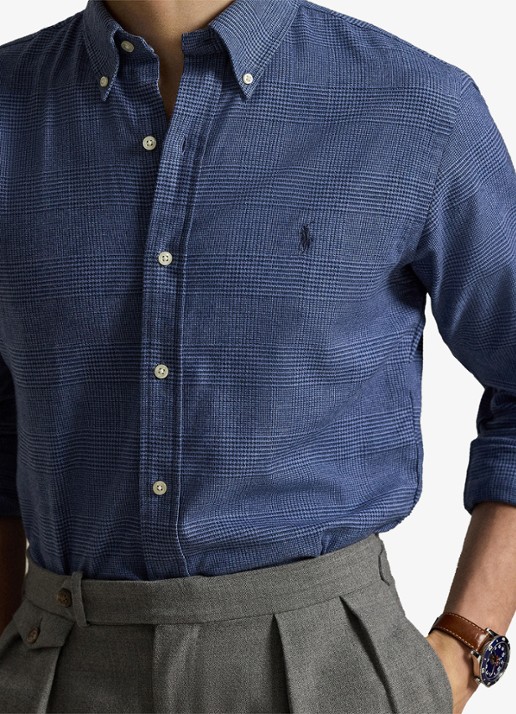 Ralph Lauren Custom fit overhemd met ruitdessin en logoborduring - detail 2 blue heather / blauw