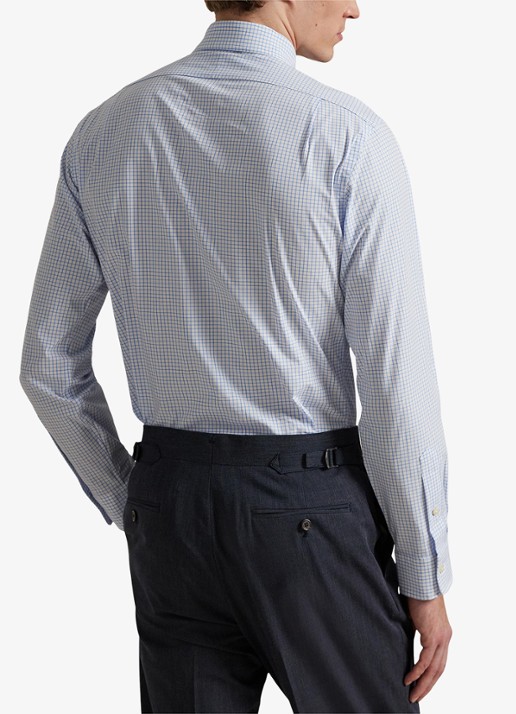 Ralph Lauren Custom fit overhemd met ruitdessin en logoborduring - achterkant white harbor island