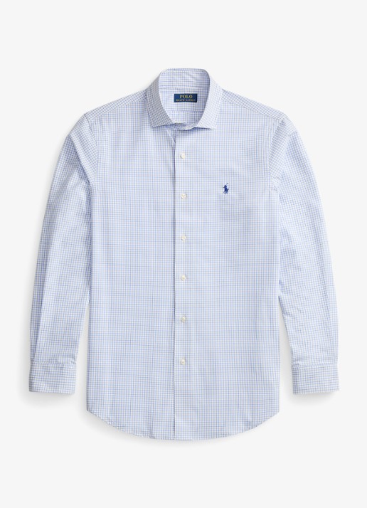 Ralph Lauren Custom fit overhemd met ruitdessin en logoborduring - voorkant 3 white harbor island