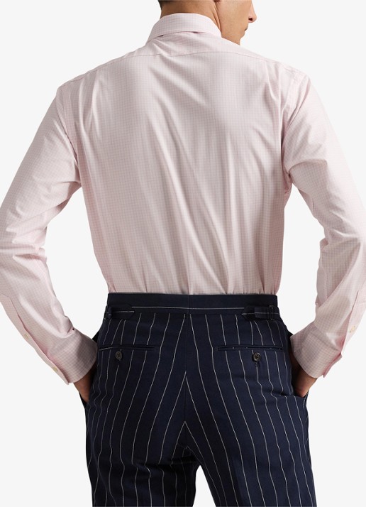Ralph Lauren Custom fit overhemd met ruitdessin en logoborduring - achterkant 3 white carmel pink / lichtroze