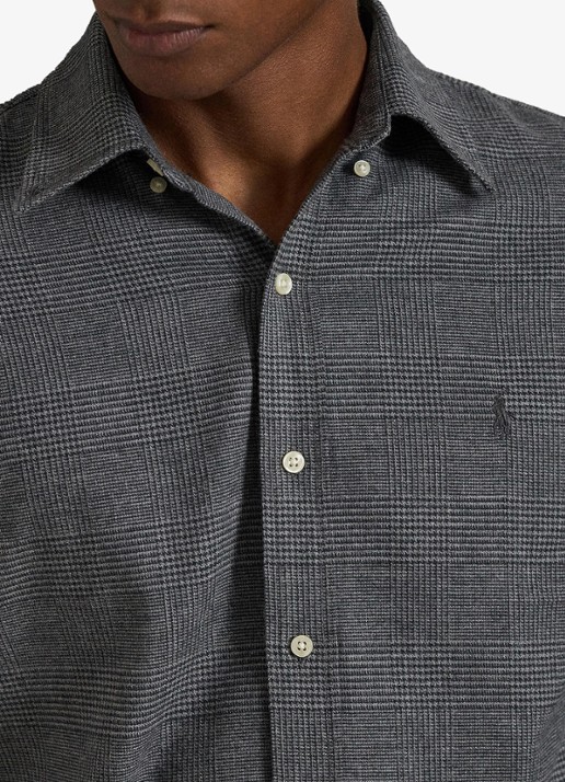Ralph Lauren Custom fit overhemd met ruitdessin en logoborduring - detail 4 grey heather / grijs