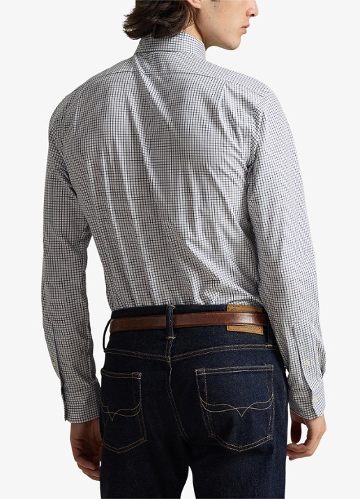 Ralph Lauren Custom fit overhemd met ruitdessin en logoborduring - achterkant white new classic navy