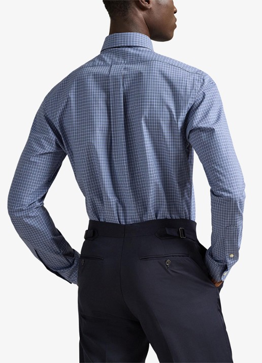 Ralph Lauren Custom fit overhemd met ruitdessin en logoborduring - achterkant blue multi / blauw