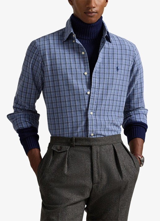 Ralph Lauren Custom fit overhemd met ruitdessin en logoborduring