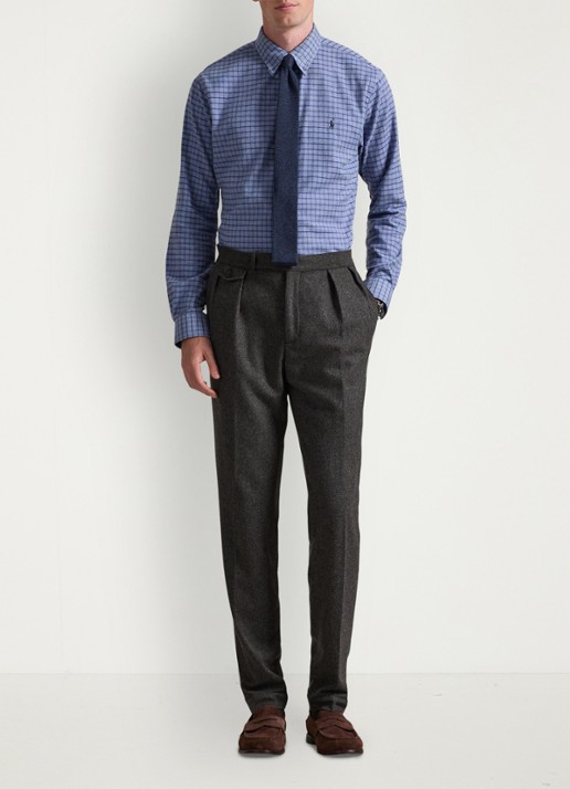 Ralph Lauren Custom fit overhemd met ruitdessin en logoborduring - voorkant 2 blue heather / blauw