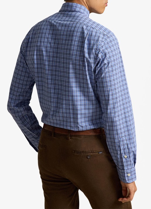 Ralph Lauren Custom fit overhemd met ruitdessin en logoborduring - achterkant blue multi / blauw