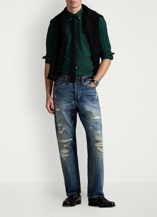 Ralph Lauren Custom fit overhemd met ruitdessin - voorkant 5 pine/black