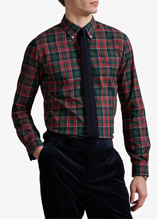 Ralph Lauren Custom fit overhemd met ruitdessin - detail forest red