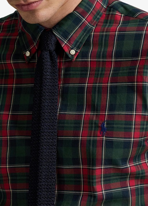 Ralph Lauren Custom fit overhemd met ruitdessin - detail 2 forest red