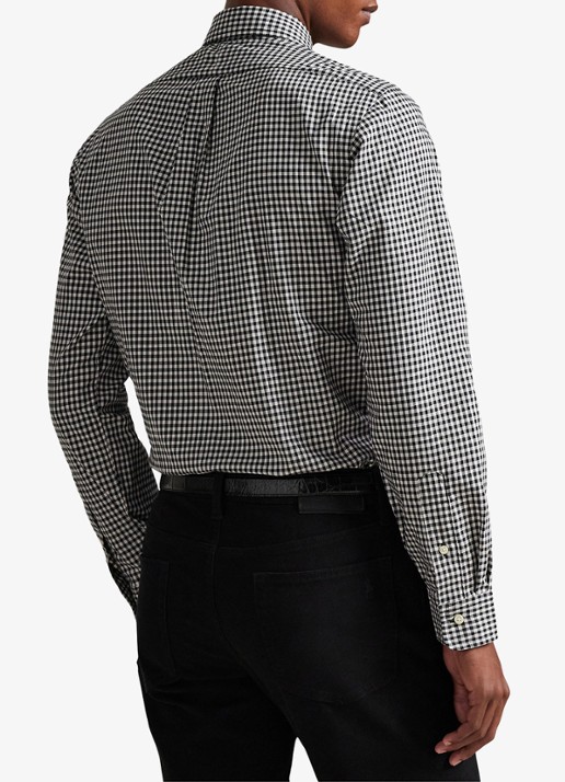Ralph Lauren Custom fit overhemd met ruitdessin - achterkant nero/blanc